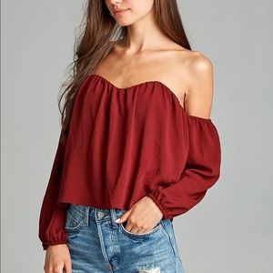 Off Shoulder Burgundy Sweetheart Top
